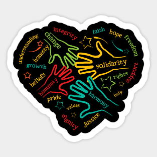 Human and Civil Rights Values Heart Shaped Sticker